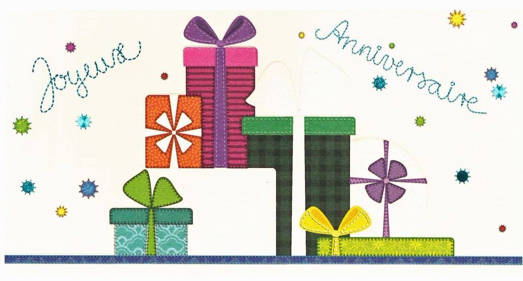 Carte double - Joyeux Anniversaire - envel/cello - 11,5x21,9