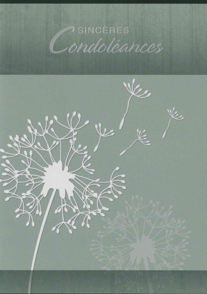 Wenskaart Sincères condoléances - 12x17cm/cello+omslag