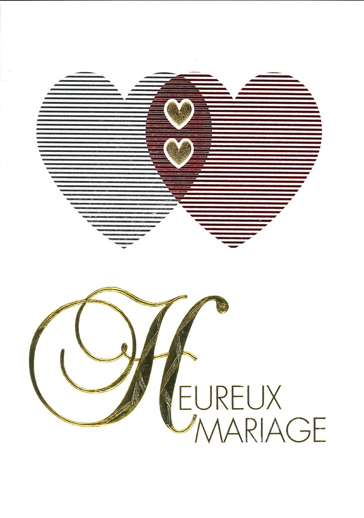 Carte double Heureux Mariage - 12x17cm/cello+enveloppe