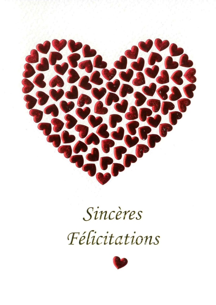 Wenskaart Sincères Félicitations - 12x17cm/cello+omslag
