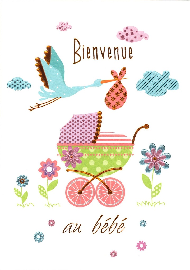 Wenskaart Bienvenue au bébé... - 12x17cm/cello+omslag