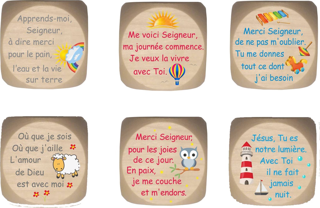Gebetswrfel fransosisch - 39mm - Jésus, Tu es notre...
