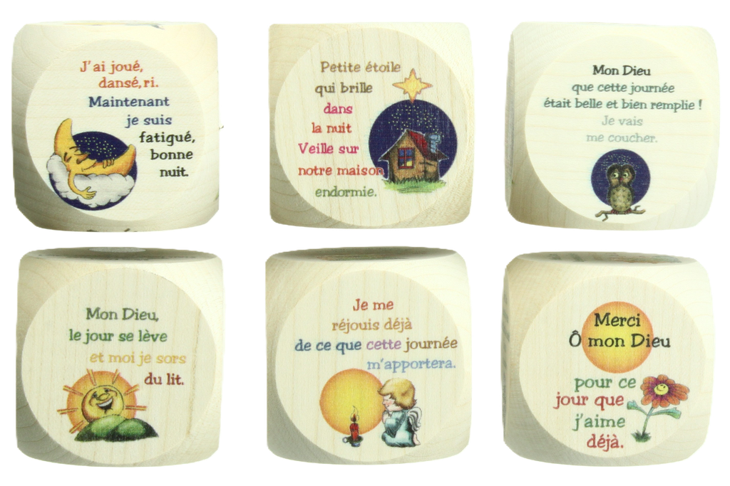 Dobbelsteen - kindergebedjes Matin & Soir - 49mm/meerkleurig.