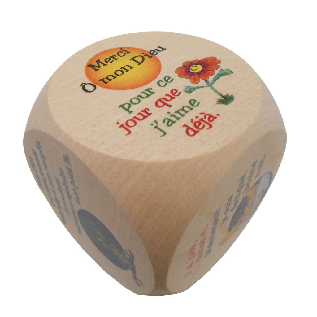 Gebetswrfel 49mm, farbige Motive - text französisch