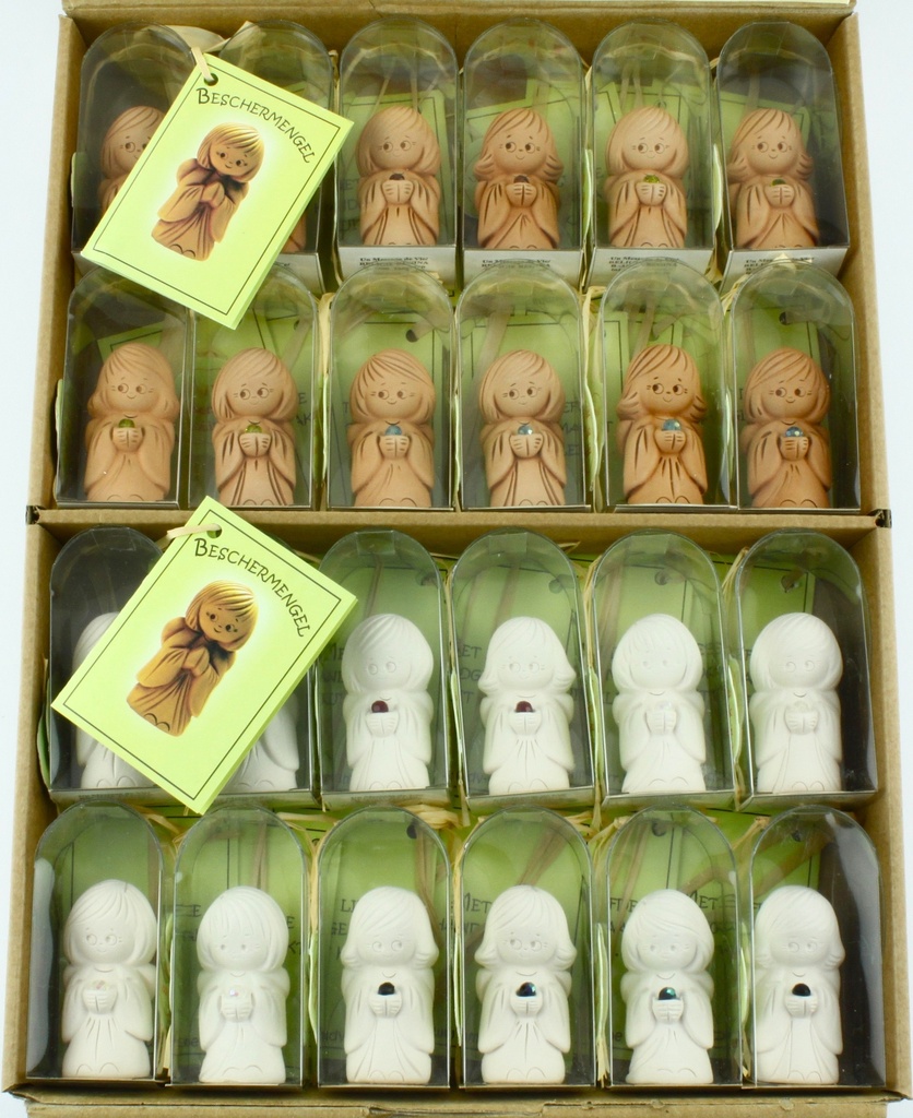 Beschermengel TC/wit /imm. cristal steentje - in cello verpakking - Nederlandse tekst - assorti