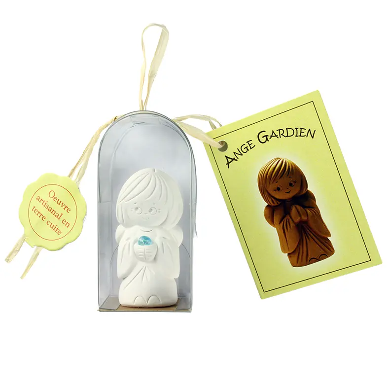 Angel porcelain with amber in cello - French/TW-2