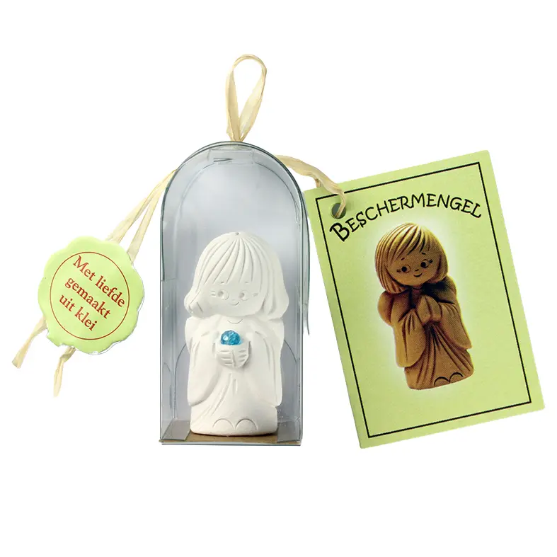 Angel porcelain with amber in cello - Dutch/TW-3