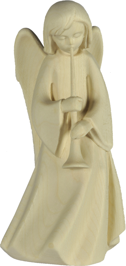 Ange d'amitié avec trompette - bois sculpté - 8cm/nature