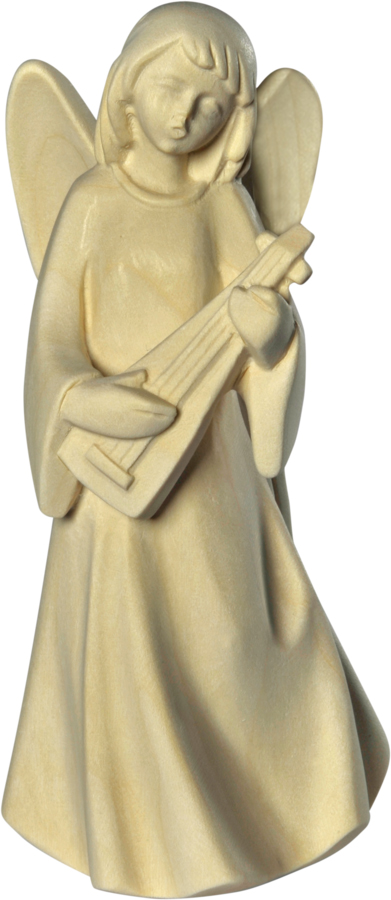 Ange d'amitié avec lute - bois sculpté - 8cm/nature
