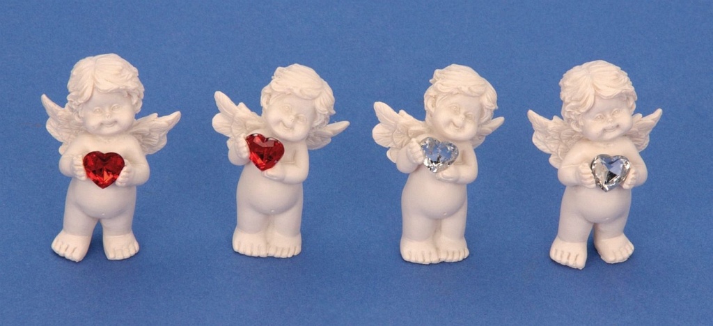 Ange bébé avec coeur - blanc H 5cm - assortiment