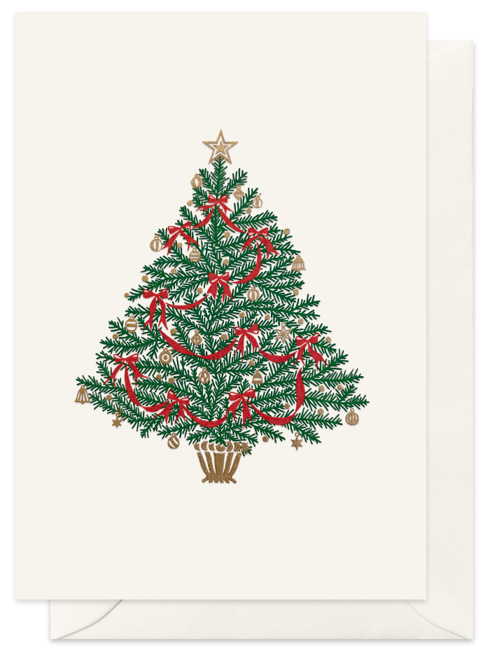 CARTE DOUBLE SAPIN DE NOEL 10,5*14,8 CM