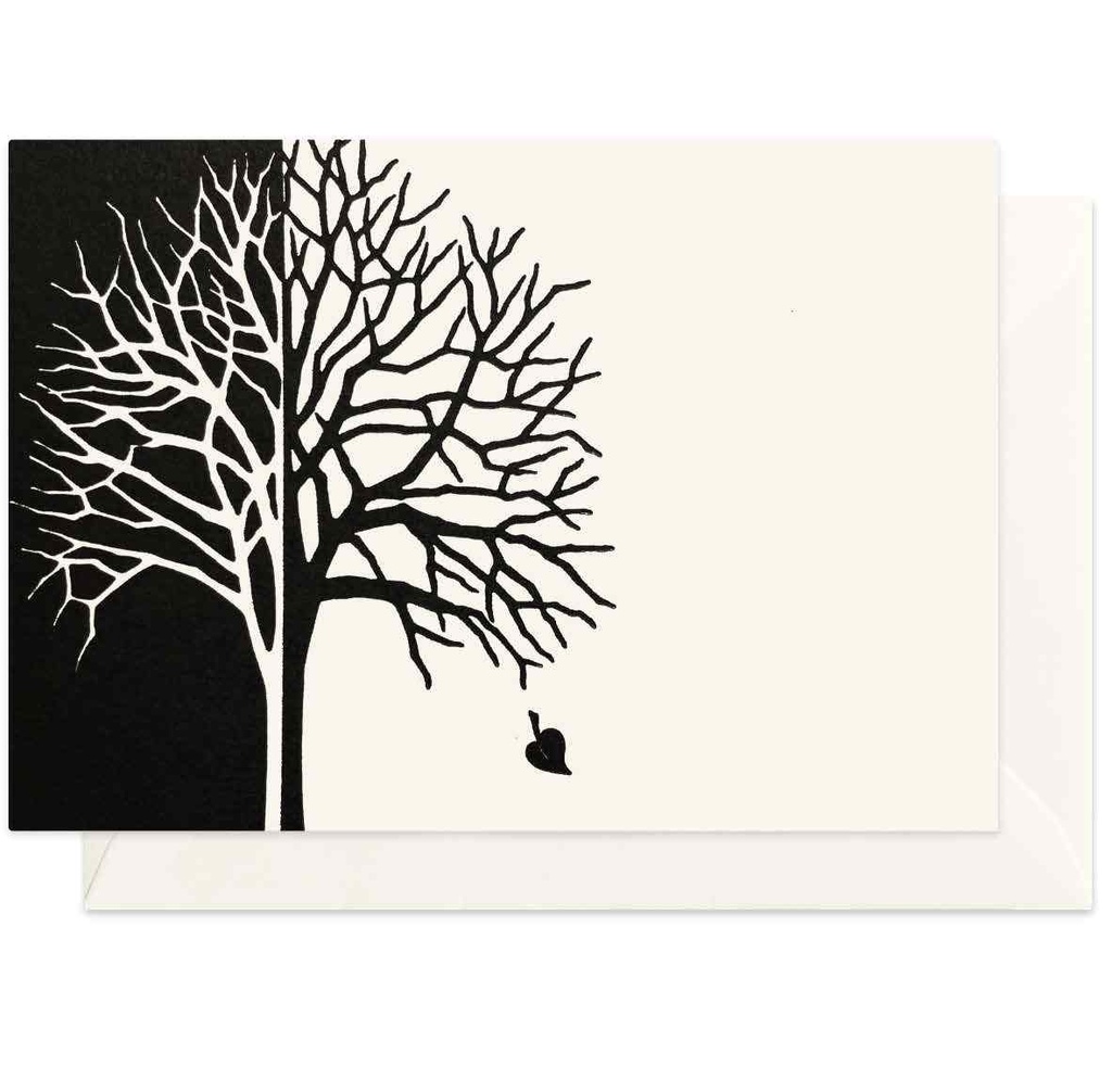 CARTE DOUBLE ARBRE NOIR 10,5*14,8 CM