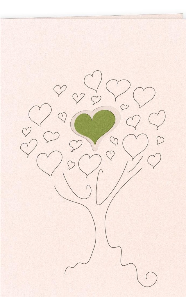 CARTE DOUBLE ARBRE OR A COEURS 10,5*14,8 CM