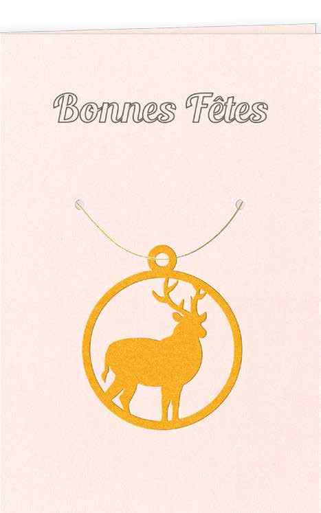 CARTES DOUBLES DECO NOEL BONNES FETES CERF