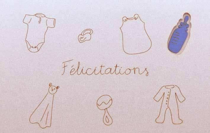 CARTES DOUBLES DESSINS NAISSANCE BLEU