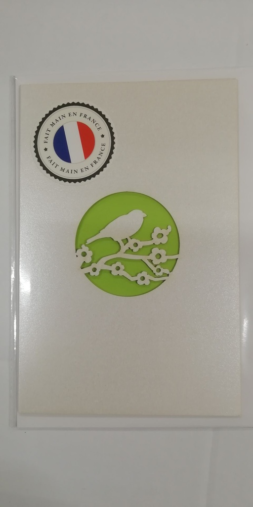 CARTES DOUBLES DESSINS  OISEAU FLEUR