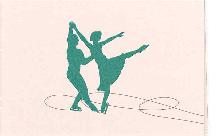 CARTES DOUBLES DESSINS NOEL PATINEURS