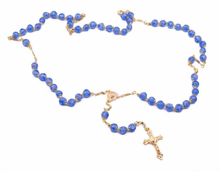 CHAPELET MURANO CORAIL BLEU