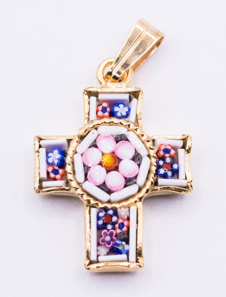 MOSAIQUE BIZANTINE PENDENTIF CROIX BLANC 2*1,5 CM