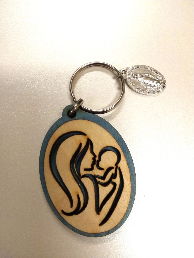 PORTE CLE BLEU VIERGE A L ENFANT