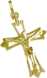 Croix découpé + Christ Ag 925‰ Plaqué Or 3μm (18x25mm)