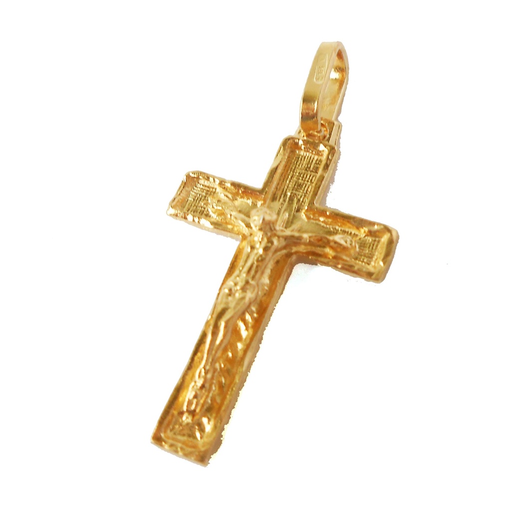 Croix + Christ Plaqué Or 3æm - Ag 925‰ - 22mm