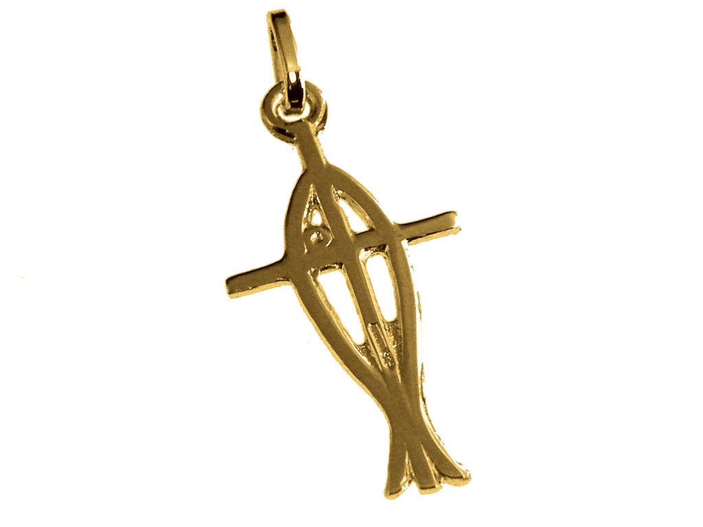 Pendant - gold plated 3MC - Cross/fish Ichtus