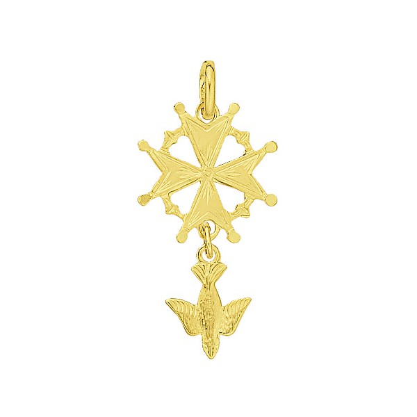 Croix Hugenote - Ag 925‰ Plaqué Or 3μm (15x27mm)