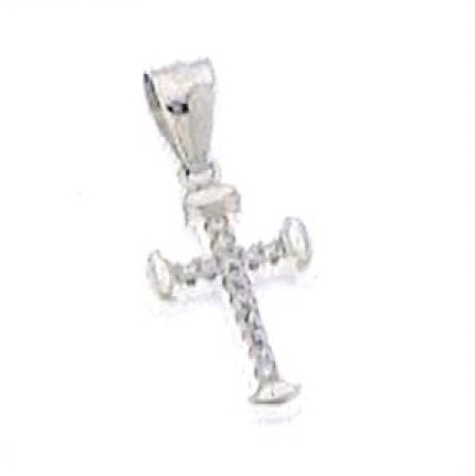 Croix/pierre zircone blanche - Ag 925‰ Plaqué Or 3μm (8x12mm)