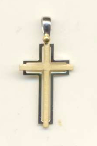Croix bicolor - laiton Plaqué Or 3μm (16x25mm)