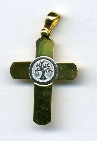 Cross pendent Tree of life - silver 925% gold plated - OCR 6