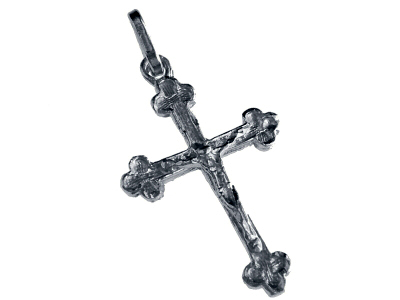 Croix avec Christ/gotique - Argent 925‰ rhodié (17x24mm)