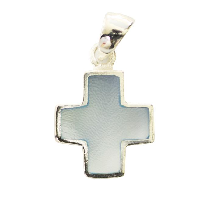 Cross perle blu - Silver 925 rhodium (10x10mm)