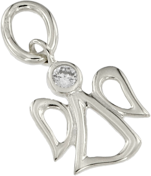 WHITE CUBIC ZIRCONIA & WHITE RH ANGEL (15x20mm)