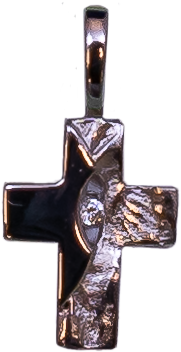 Croix "sueno"/pierre zircone blanche - Argent 925‰ rhodié (8x12mm)