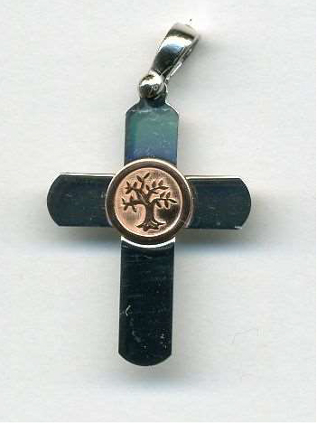 Halzkreuz Lebensbaum - versilbert  (20x25mm)