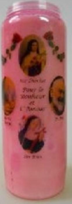 Bougie/neuvaine - parf. rose - 'Pour le Bonheur...'