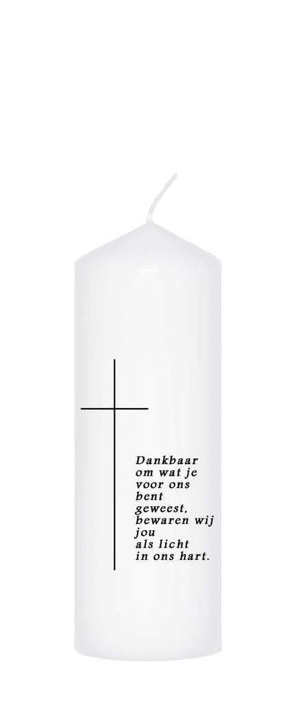 Uitvaartkaars 'Dankbaar om...' - 50/150mm - wit