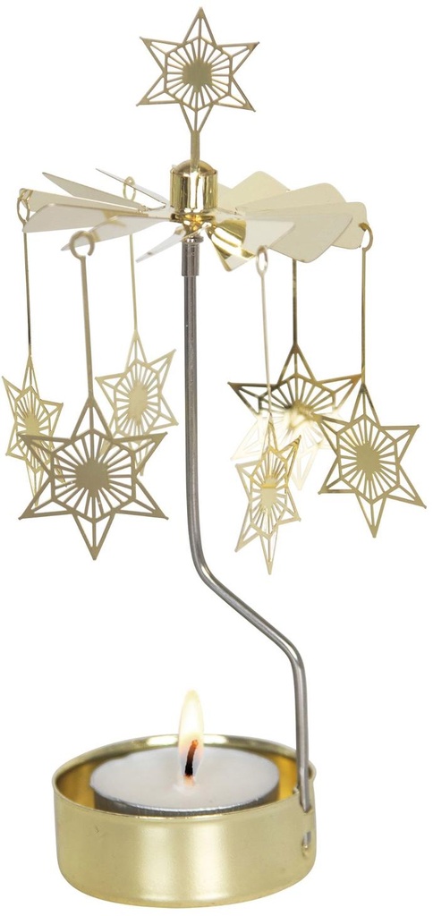 Teelichter brandend/roterend - kerstster -16cm