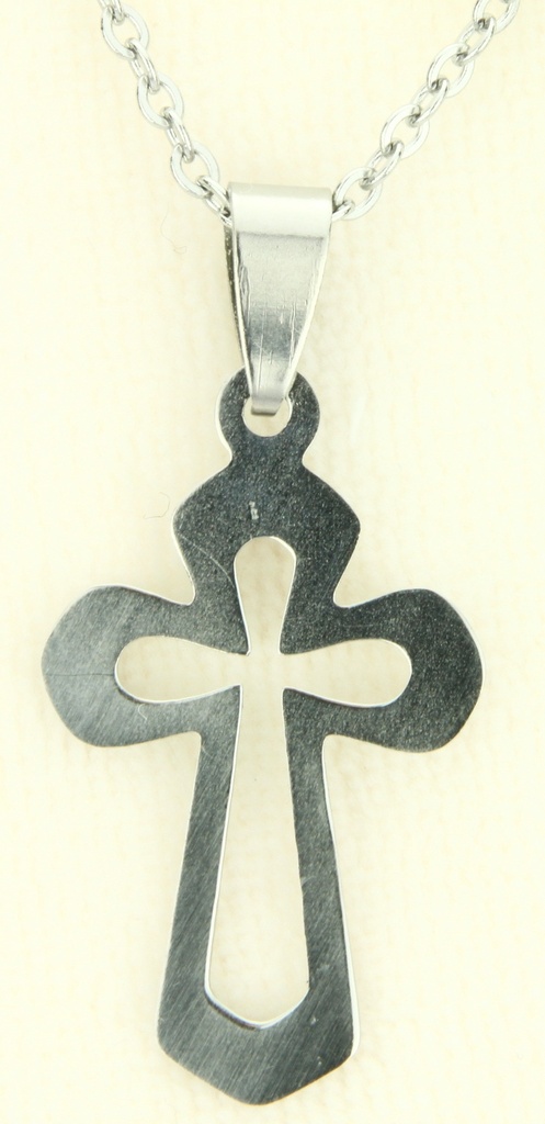 Chaîne (48-55cm) avec croix - Inox (28x17mm)