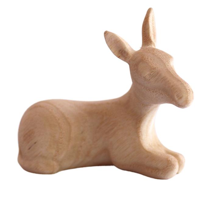 Âne/Groupe Aida - H 12cm - bois sculpté/nature