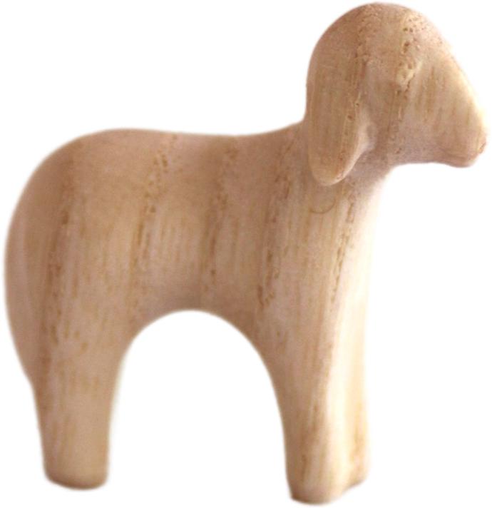 Agneau debout/Groupe Aida - H 12cm - bois sculpté/naturel