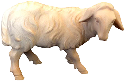 Kijkend schaap - houtsnijwerk/natuur (voor kerstgr H 9cm)