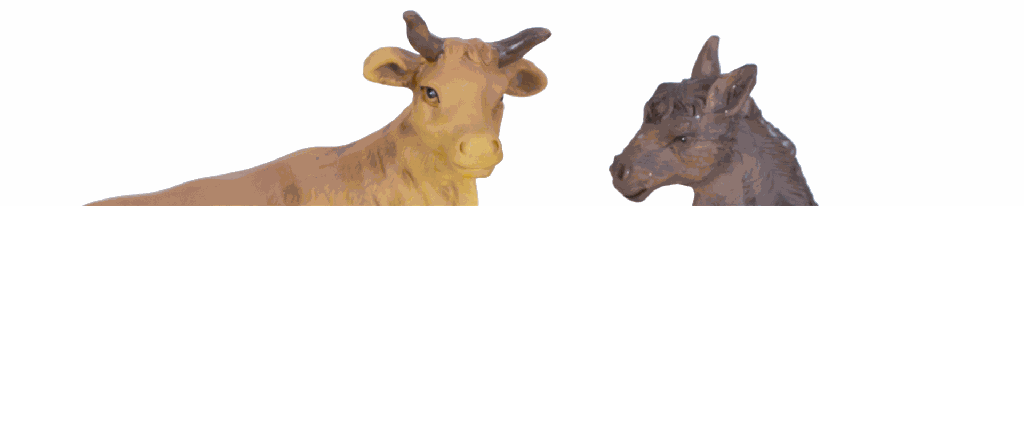 Set os en ezel - polystone (voor figuur van H 10-11cm)