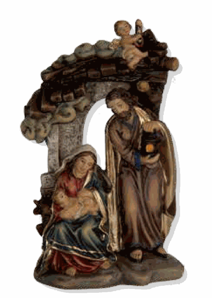 Krippenblock, Hlg. Familie im Stall - 6,6 cm