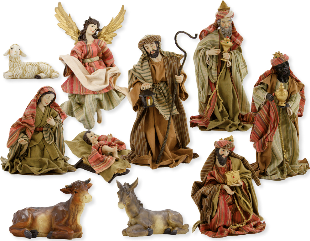 Santons Orientals, Figurines habillées - 10-pièces -H 30cm 