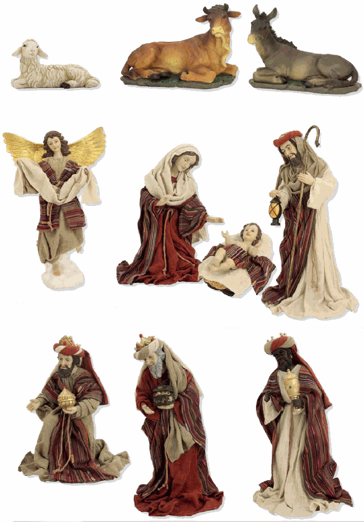 Santons Orientals, Figurines habillées - 10 pièces - H 42cm 