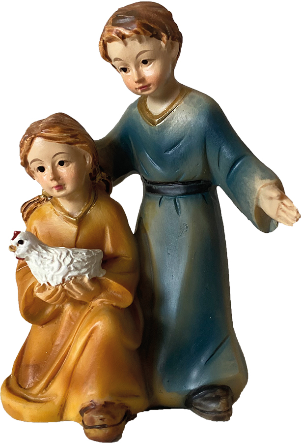 Een Paar Kinderen Met Kip - Groep 9cm 