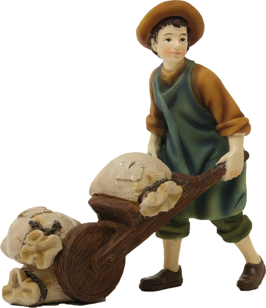 Farmhand With Wheelbarrow - Group 9cm 