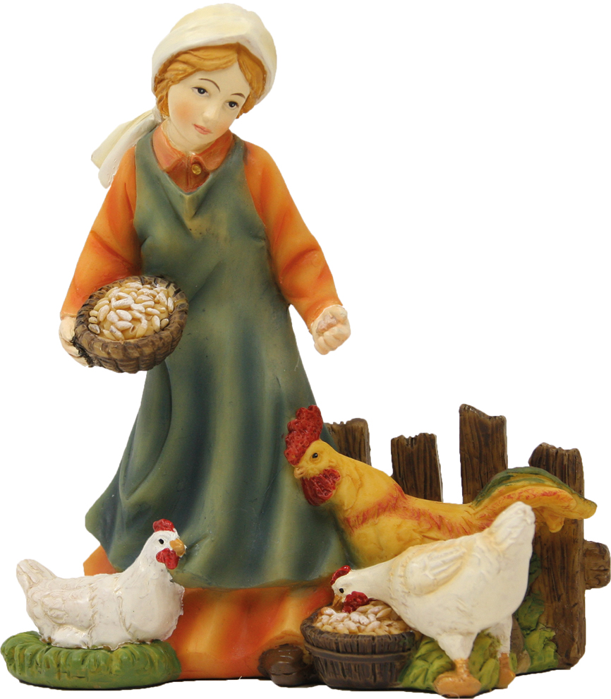 Femme De Ménage Avec Des Poules - Groupe 9cm 
